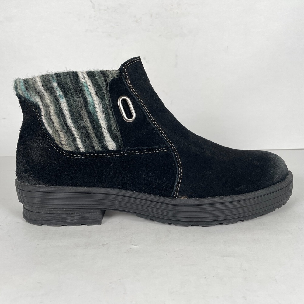 Earth Origins Tate Ankle Boots Womens Size 9 M Black Suede Comfort Zip Up Shoes